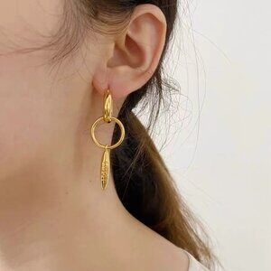 LOEWE Gold Logo Dangle Earrings – Minimal Luxe Must-Have